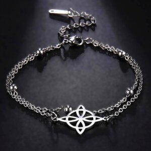 Silver Stainless Steel Witch Celtic Viking Cross Knot Fashion Bracelet NWOT